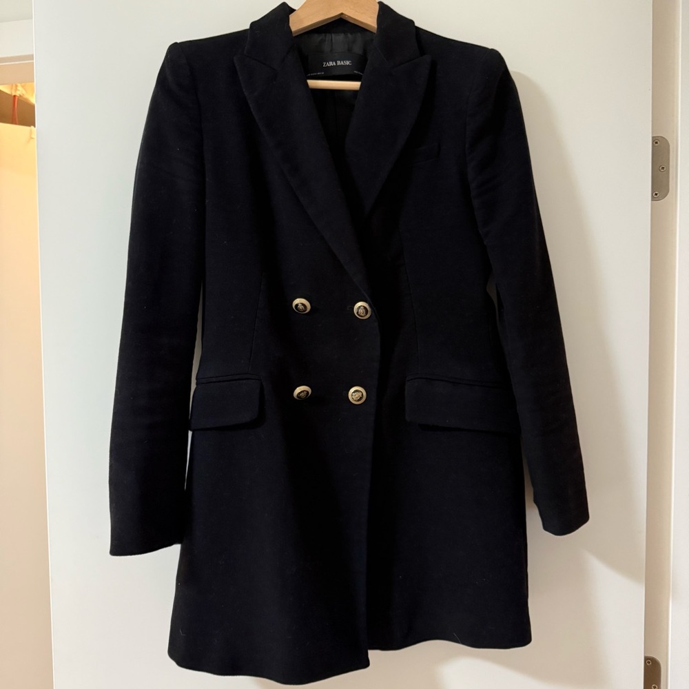 Zara Elegant Black Blazer with Gold Buttons